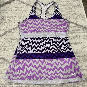 Nike Dri-fit Purple Zig Zag Patterned Racerback Tank Top